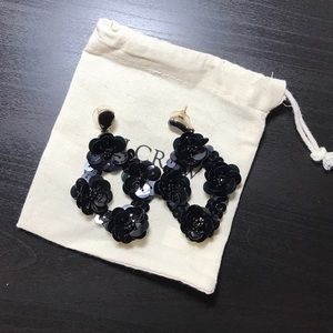 JCrew Factory black floral drop down earrings